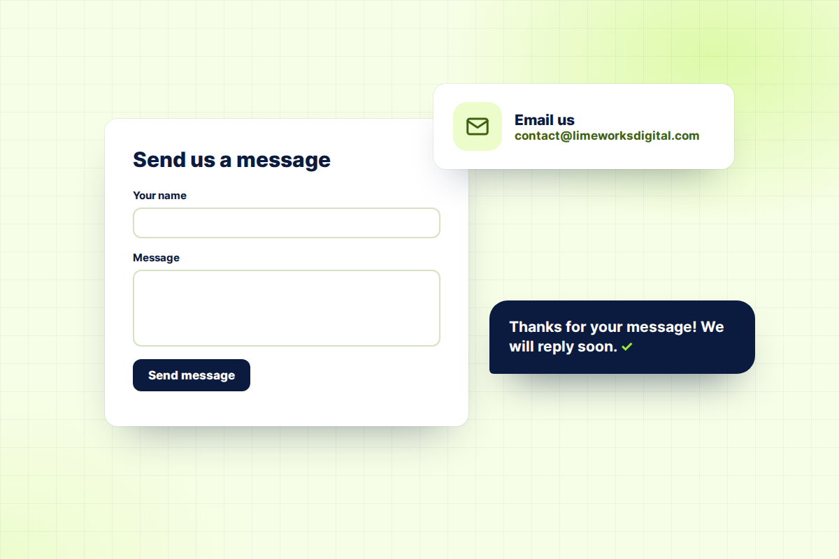Contact LimeWorks Digital by email or with the contact form