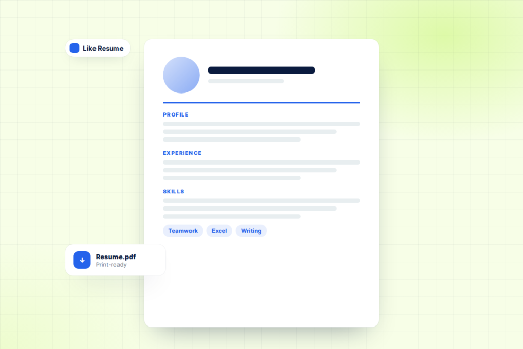 Like Resume online resume builder showing a professional resume page